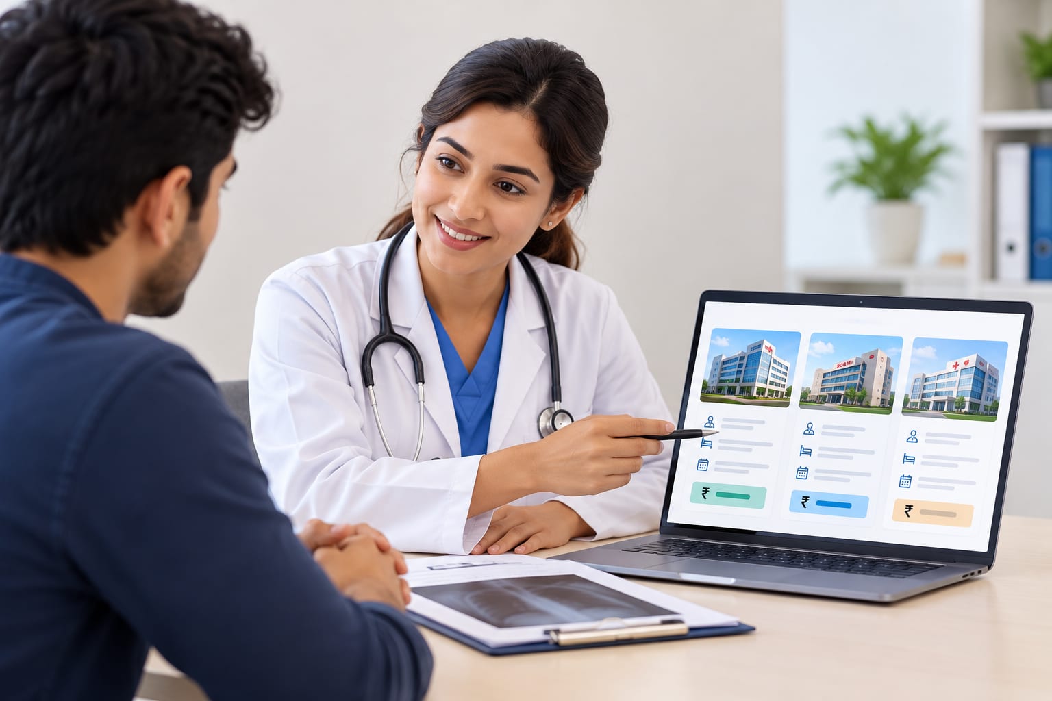 Medical reports being reviewed by healthcare professionals