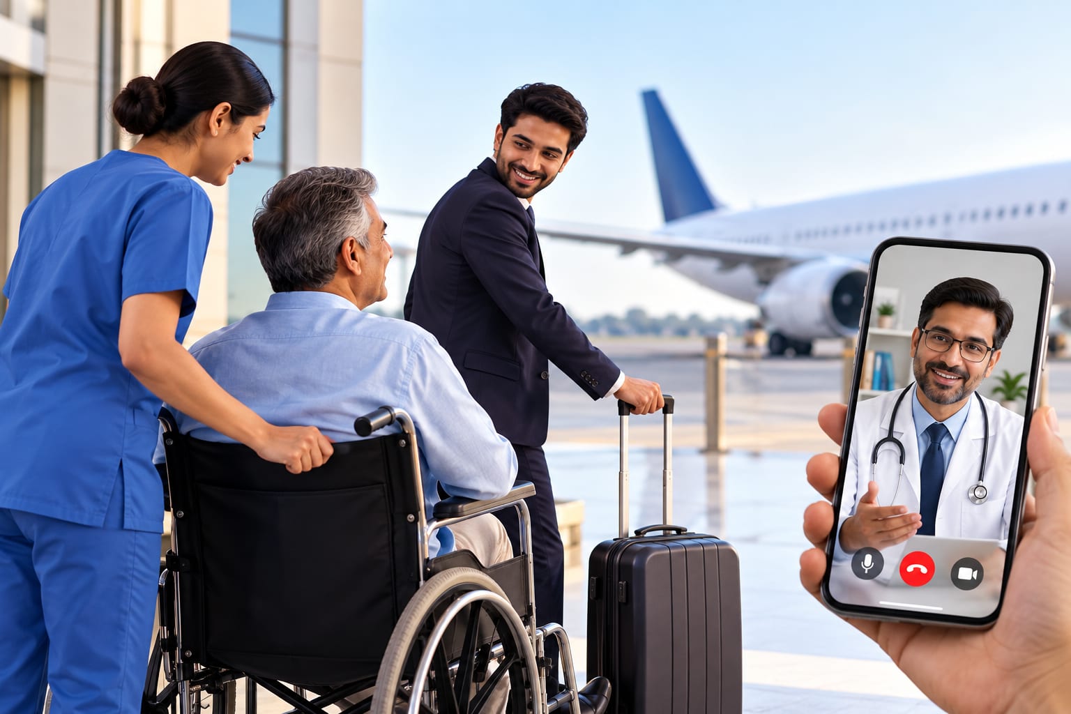 Patient receiving follow-up care from a medical professional